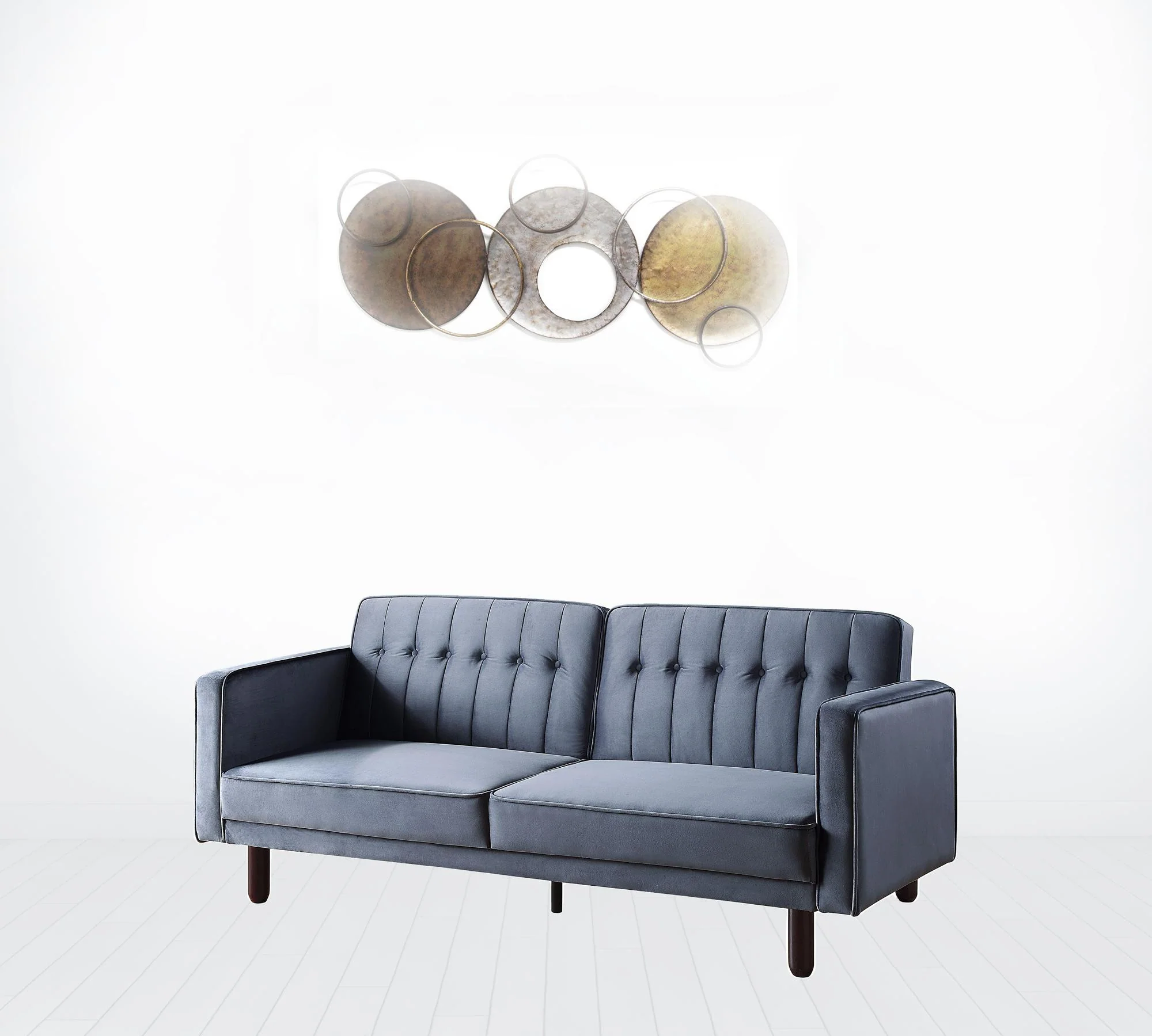 79" Dark Gray Velvet And Black Sleeper Sofa By Homeroots - Image 6
