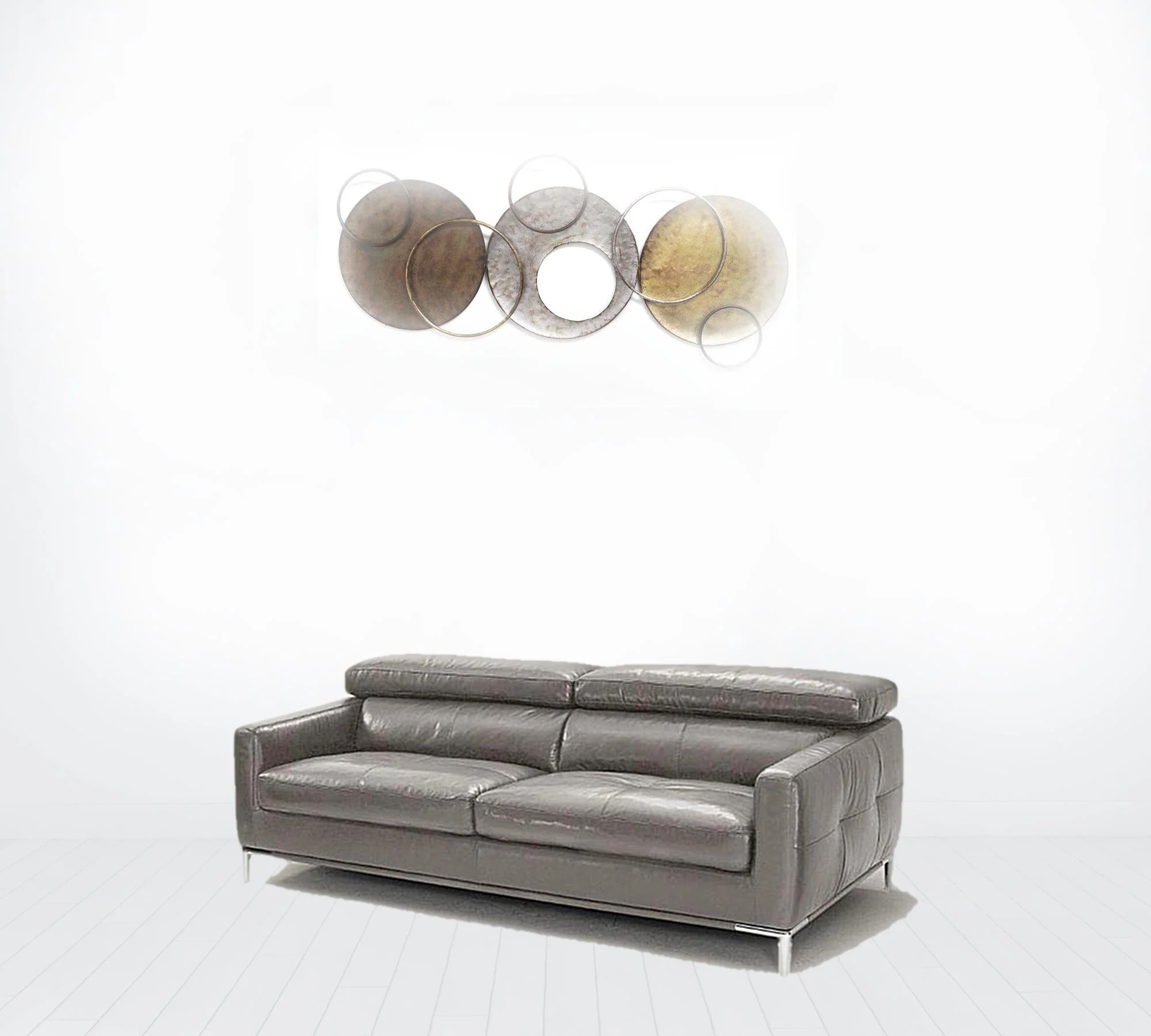 79" Dark Grey Genuine Leather and Silver Sofa By Homeroots - Image 2