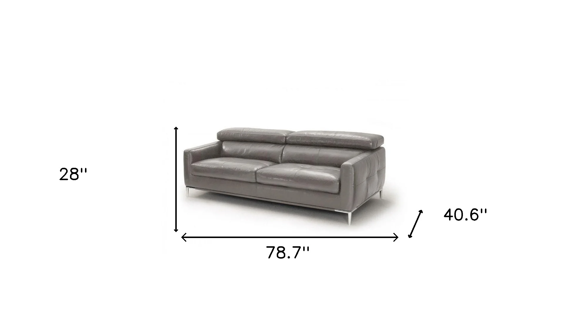 79" Dark Grey Genuine Leather and Silver Sofa By Homeroots - Image 5