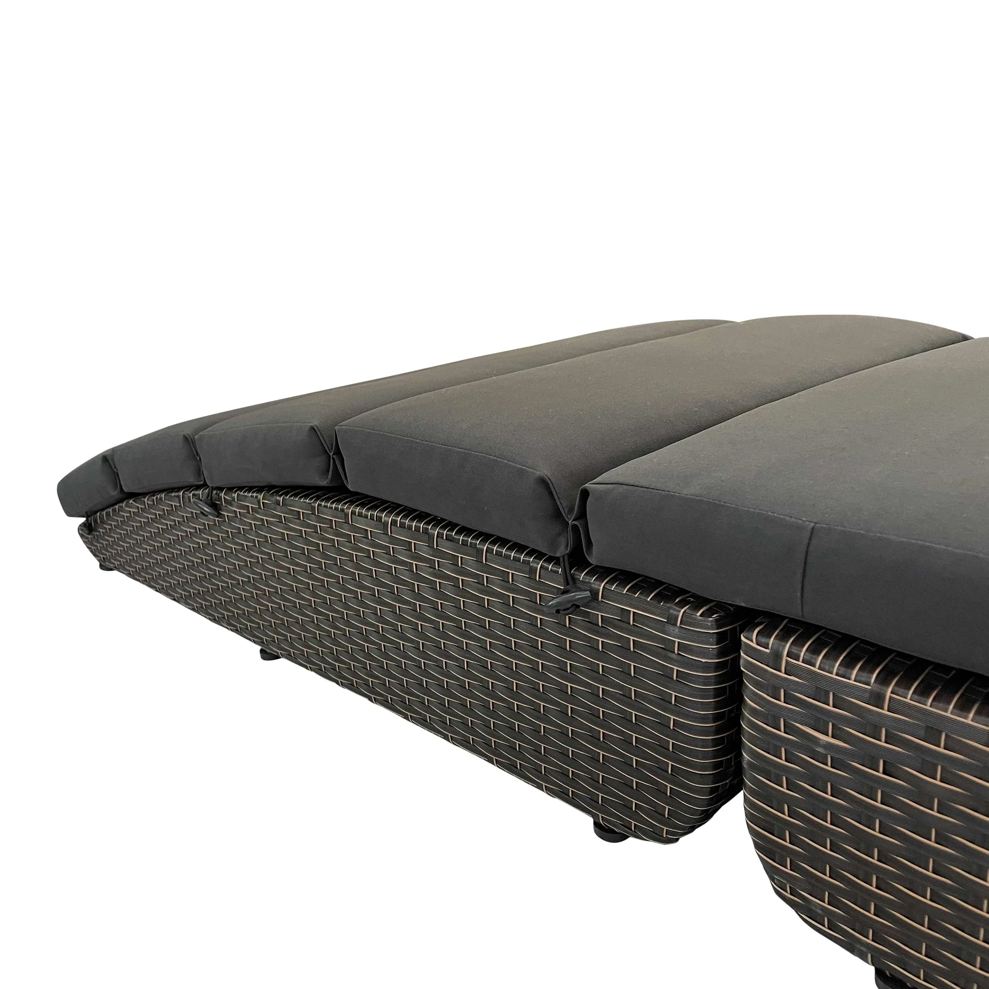 79" Faux Wicker and Dark Grey Cushions Chaise Lounge By Homeroots - Image 3