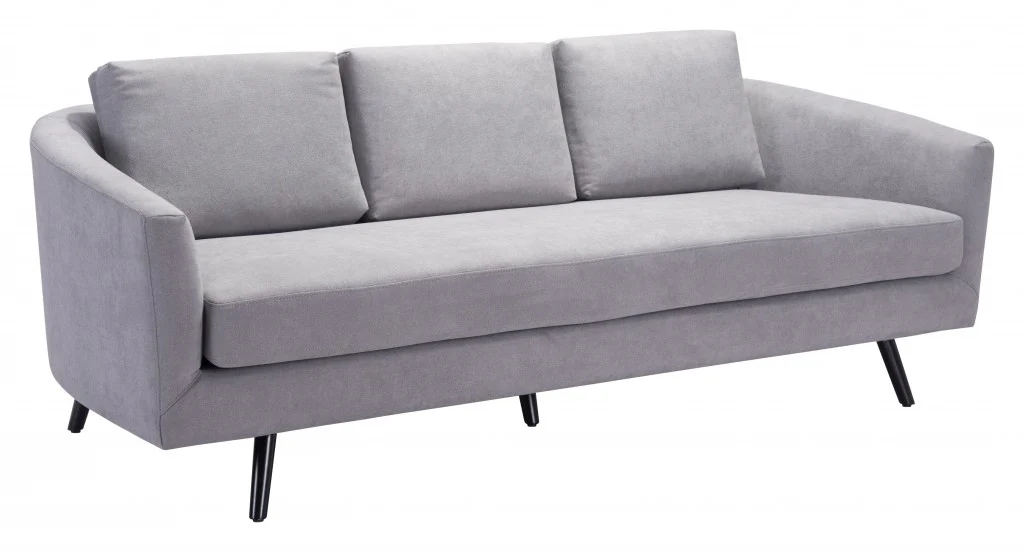 79" Gray Velvet And Black Curved Back Sofa By Homeroots - Image 3