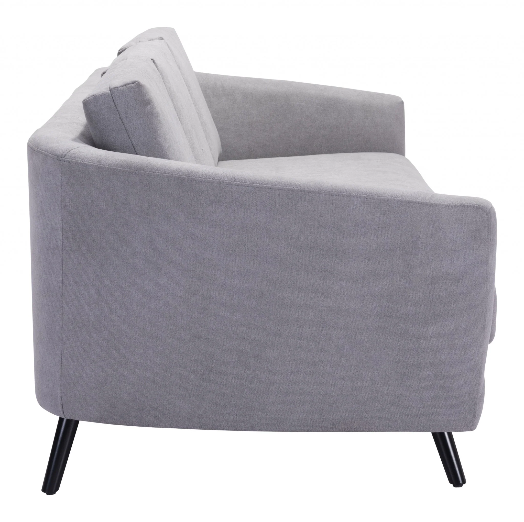 79" Gray Velvet And Black Curved Back Sofa By Homeroots - Image 4