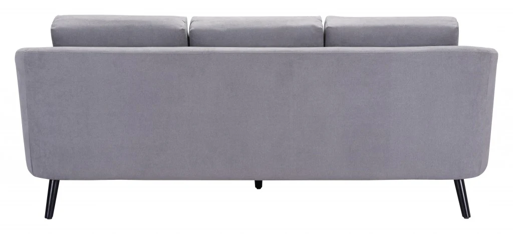 79" Gray Velvet And Black Curved Back Sofa By Homeroots - Image 5