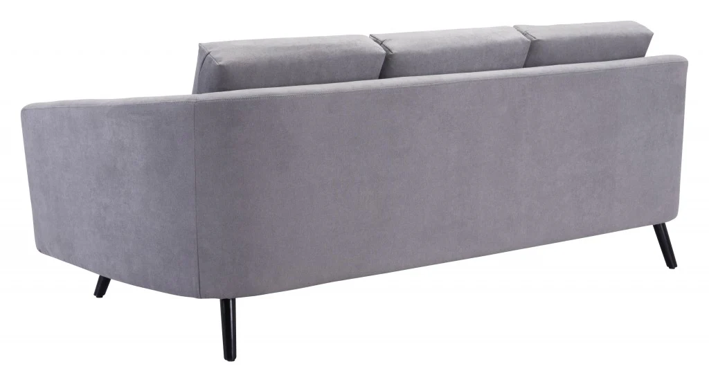 79" Gray Velvet And Black Curved Back Sofa By Homeroots - Image 6