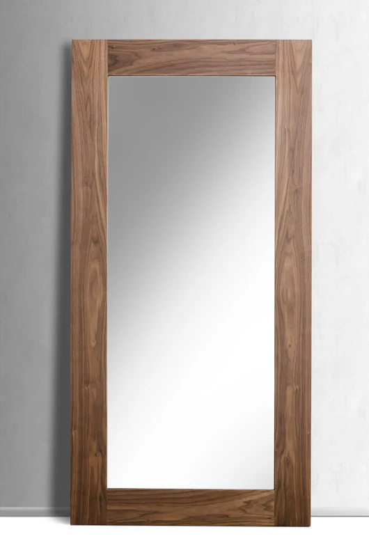 79" Walnut MDF Veneer and Glass Mirror By Homeroots - Image 3