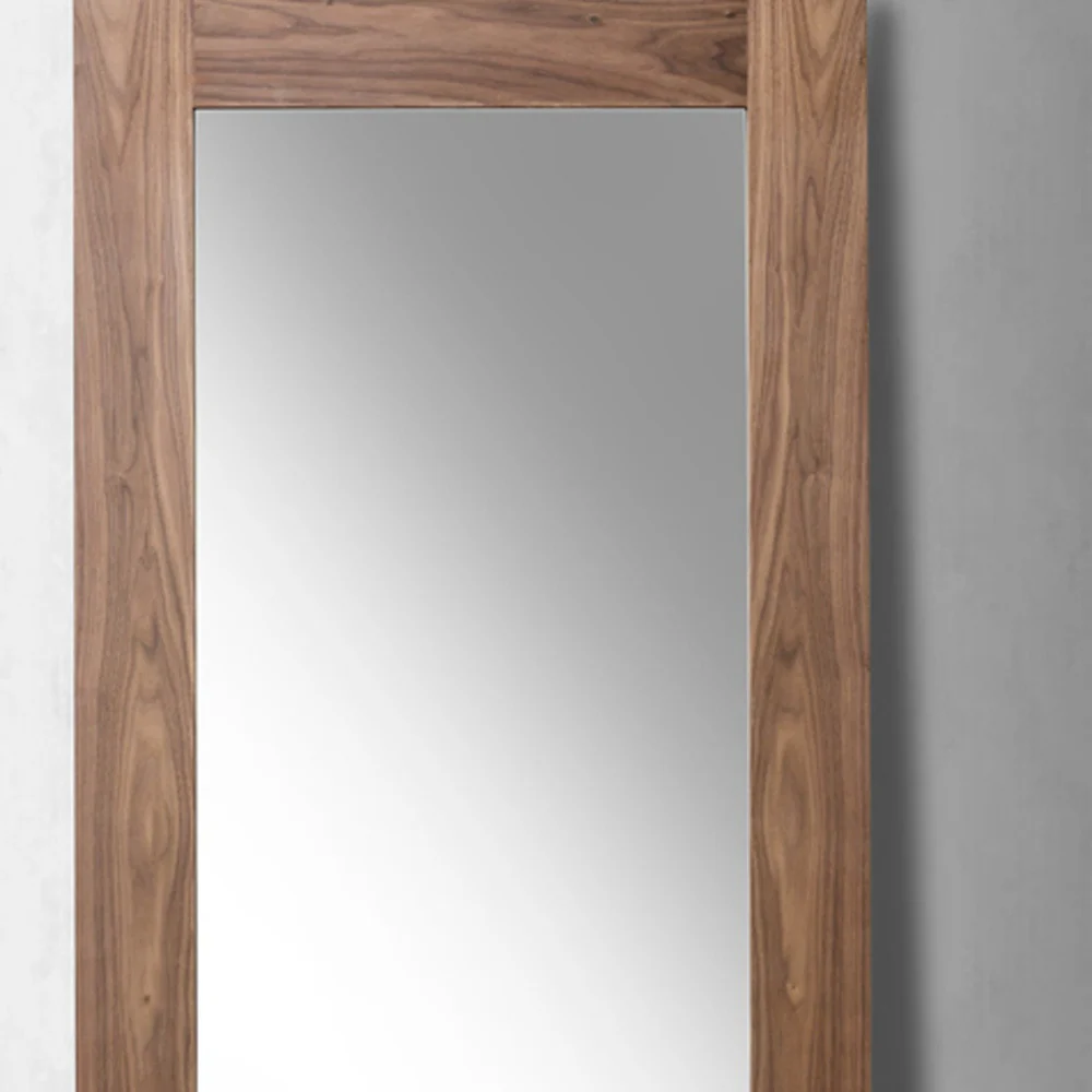 79" Walnut MDF Veneer and Glass Mirror By Homeroots - Image 4