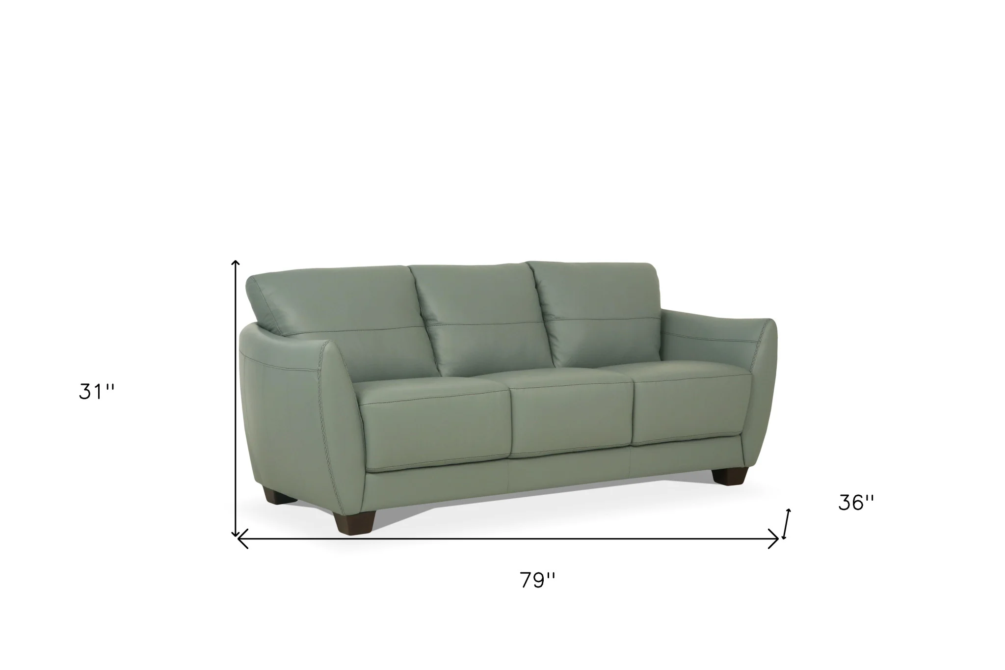 79" Watery Leather And Black Sofa By Homeroots - Image 5