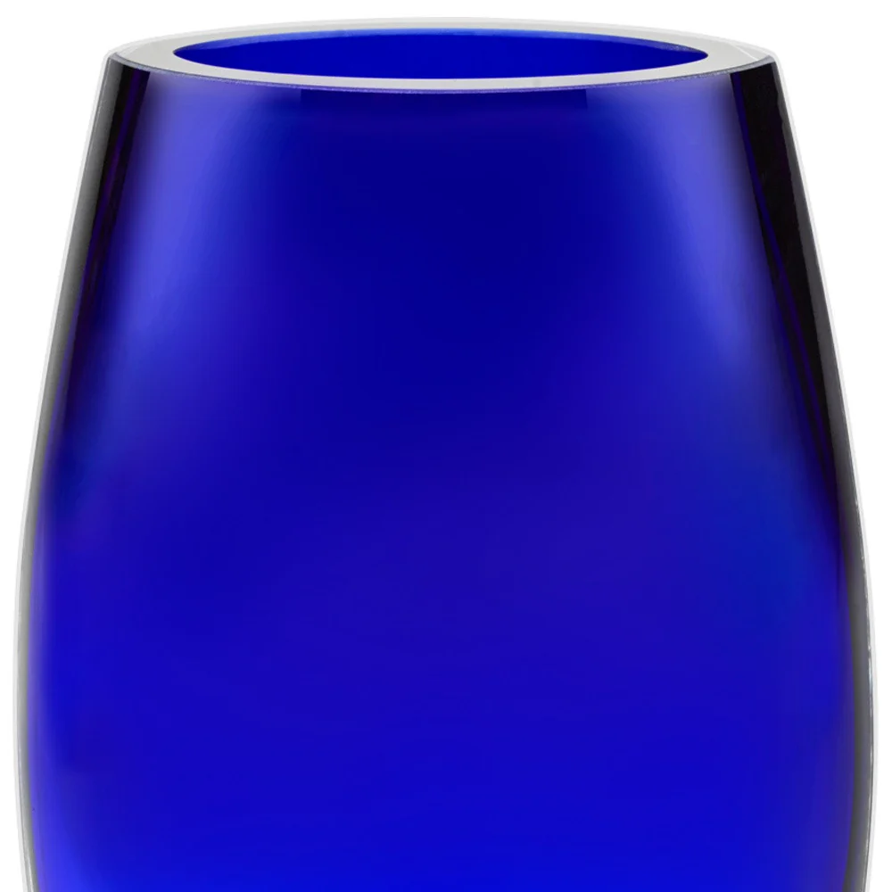 8 Mouth Blown Crystal Cobalt Blue Vase By Homeroots - Image 4