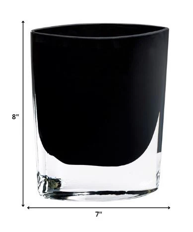 8 Mouth Blown Crystal European Made Lead Free Jet Black Pocket Shaped Vase By Homeroots - Image 2