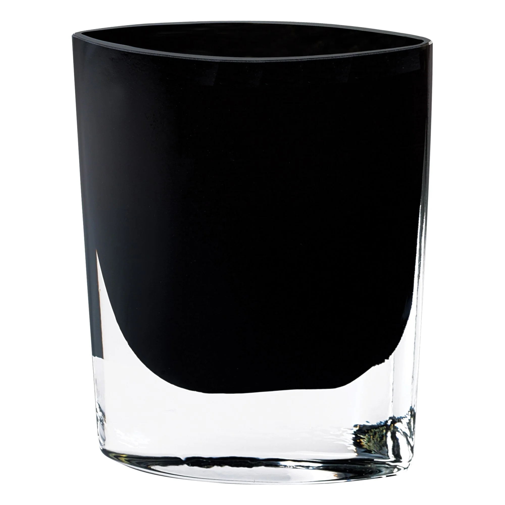 8 Mouth Blown Crystal European Made Lead Free Jet Black Pocket Shaped Vase By Homeroots - Image 3
