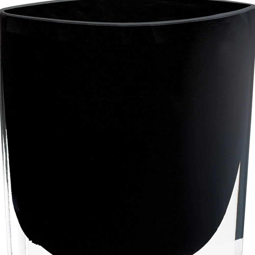 8 Mouth Blown Crystal European Made Lead Free Jet Black Pocket Shaped Vase By Homeroots - Image 4
