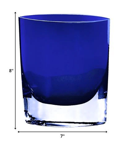 8 Mouth Blown Glass European Made Light Cobalt Vase By Homeroots - Image 2
