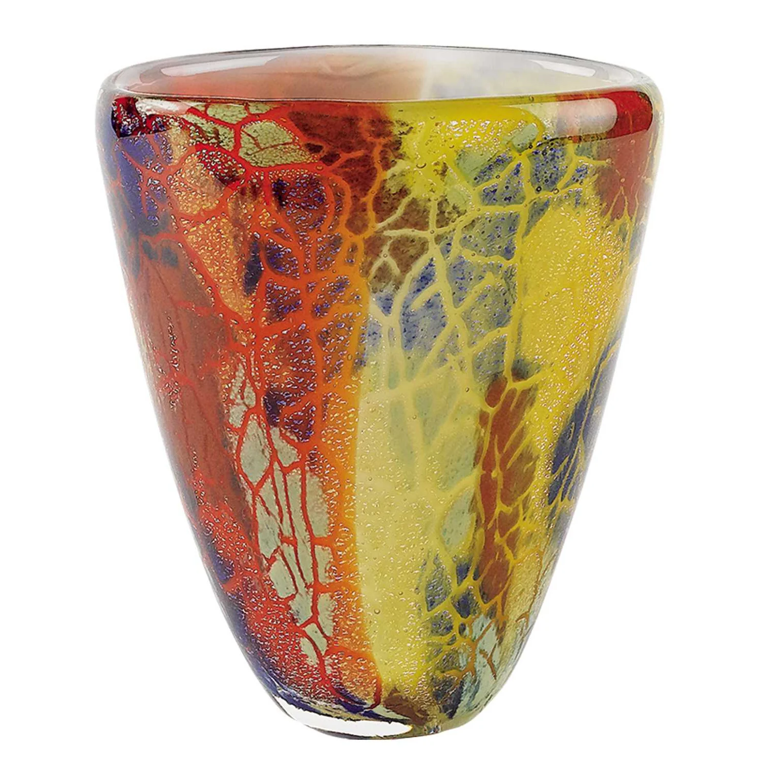 8 MultiColor Art Glass Oval Vase By Homeroots - Image 3