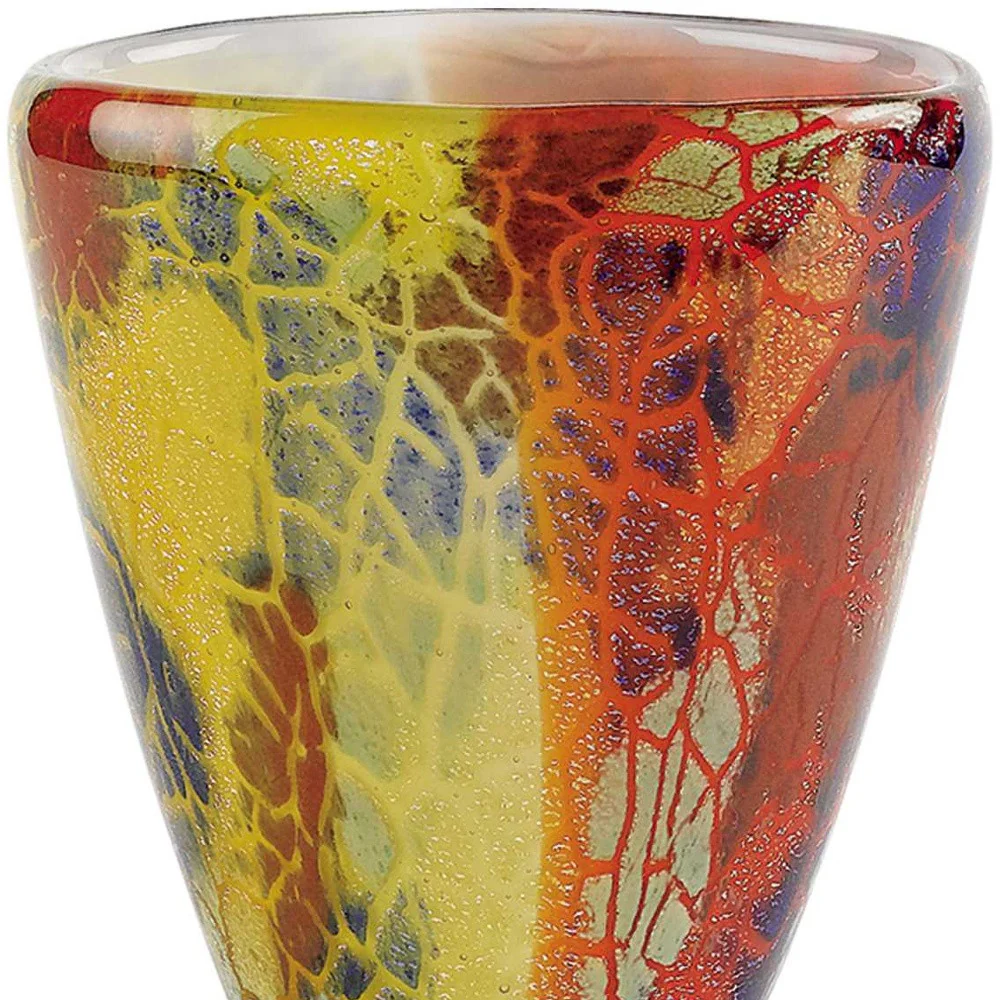 8 MultiColor Art Glass Oval Vase By Homeroots - Image 4