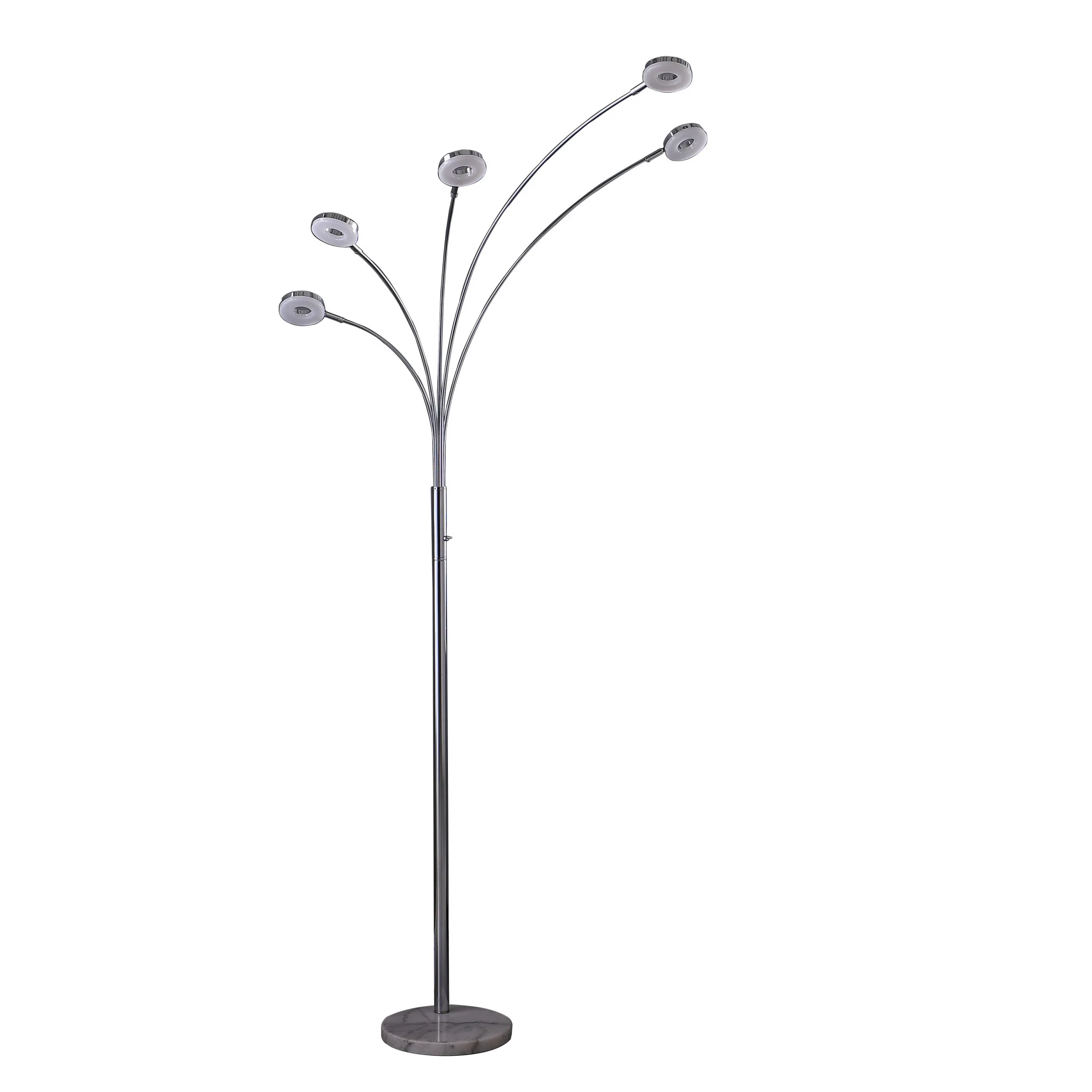 80" Silver 5 Light Contempo Arc LED Floor Lamp By Homeroots - Image 3