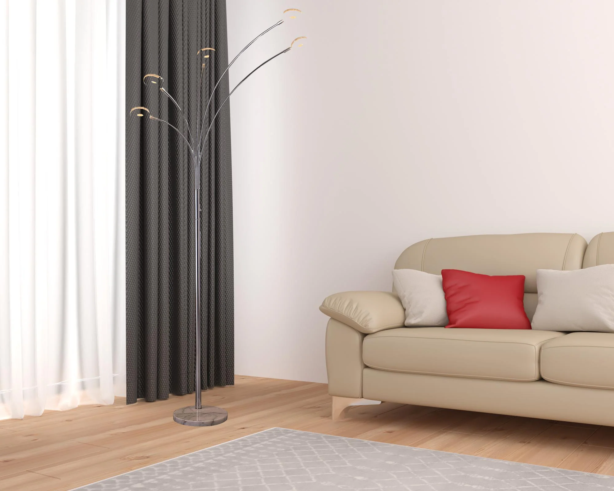 80" Silver 5 Light Contempo Arc LED Floor Lamp By Homeroots - Image 6