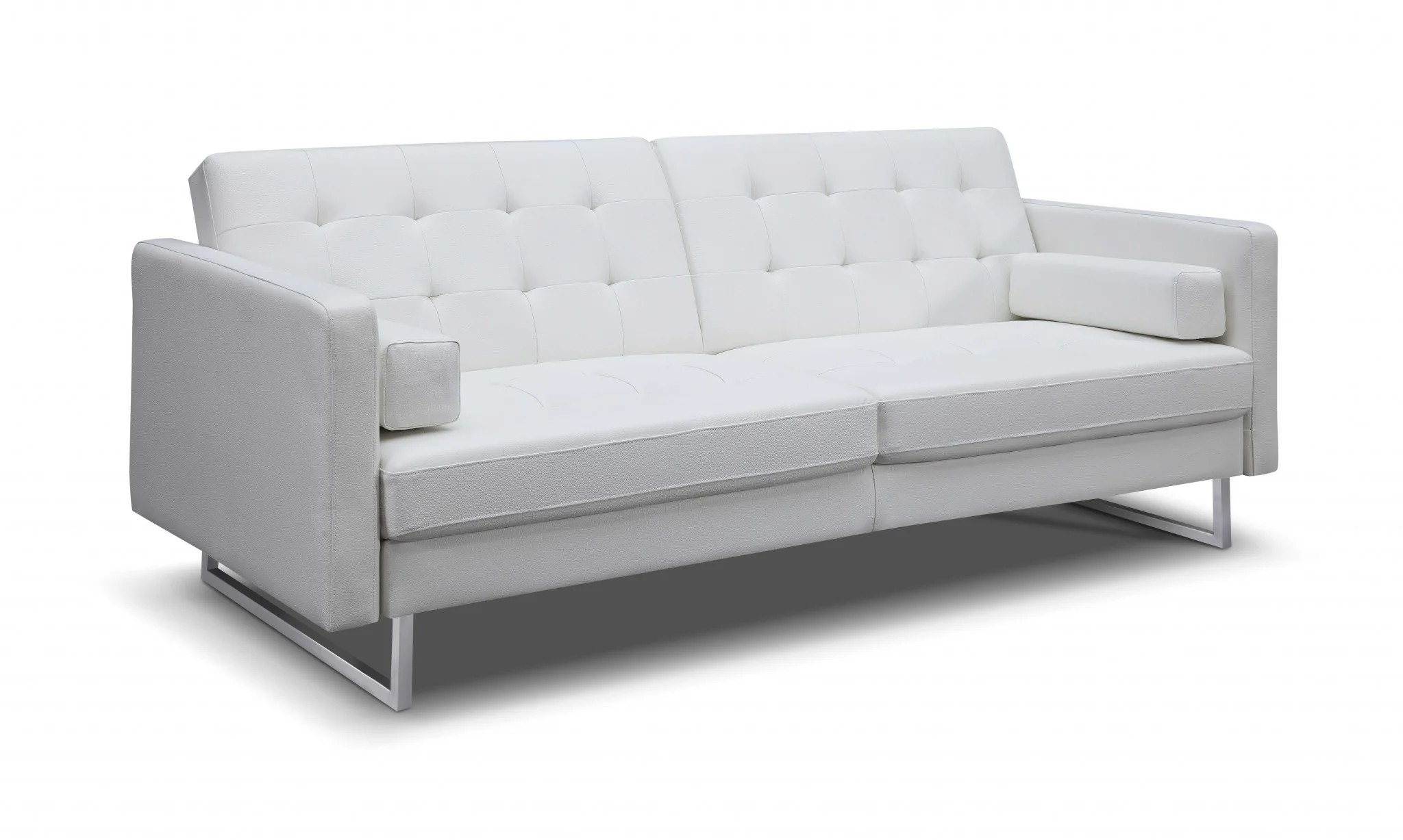 80" White Faux leather and Silver Sofa By Homeroots - Image 2