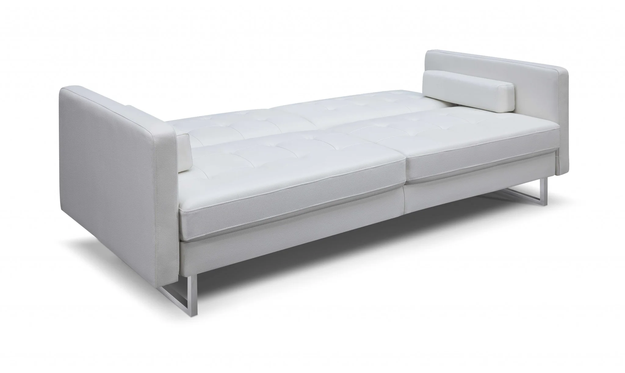 80" White Faux leather and Silver Sofa By Homeroots - Image 3