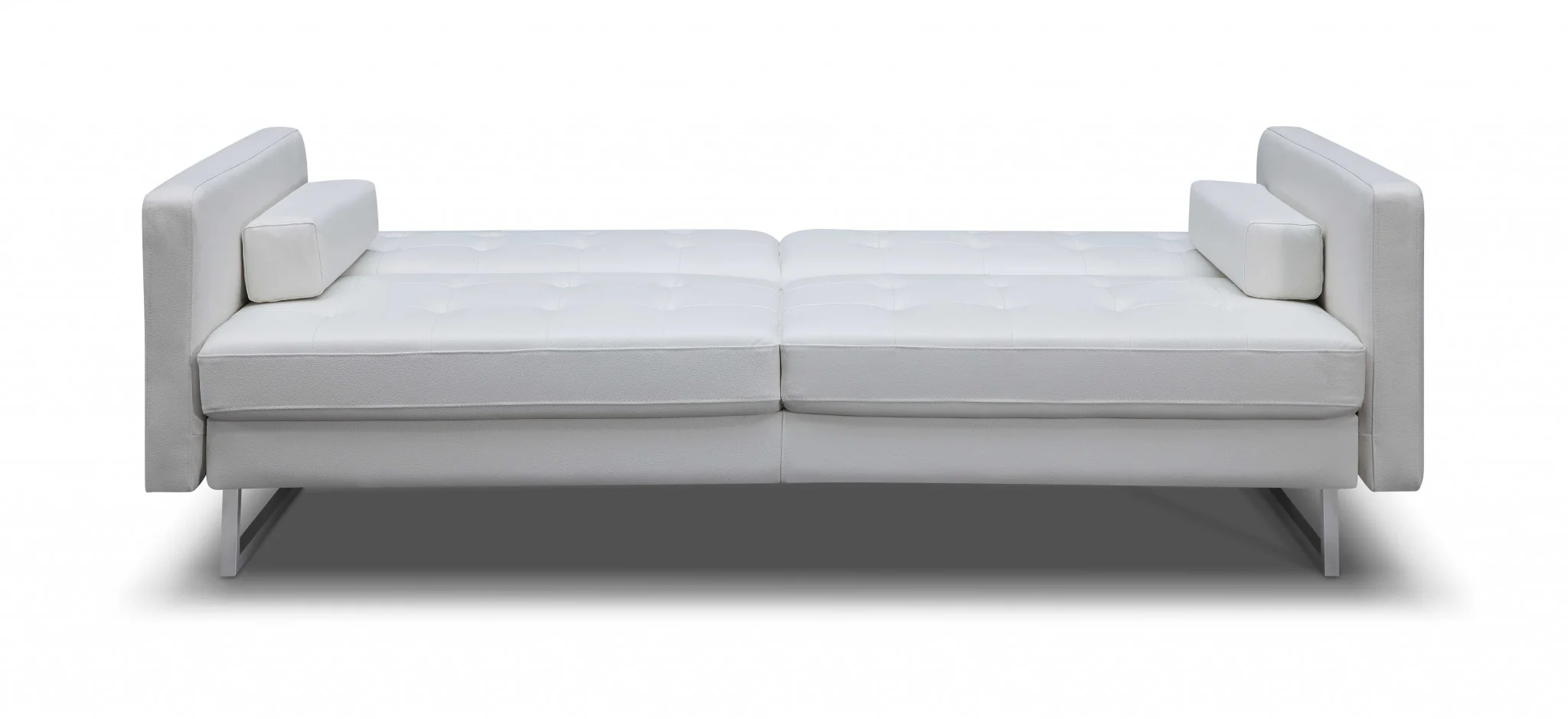 80" White Faux leather and Silver Sofa By Homeroots - Image 4