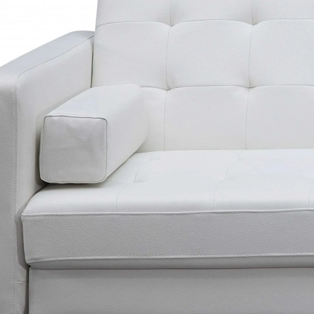 80" White Faux leather and Silver Sofa By Homeroots - Image 5