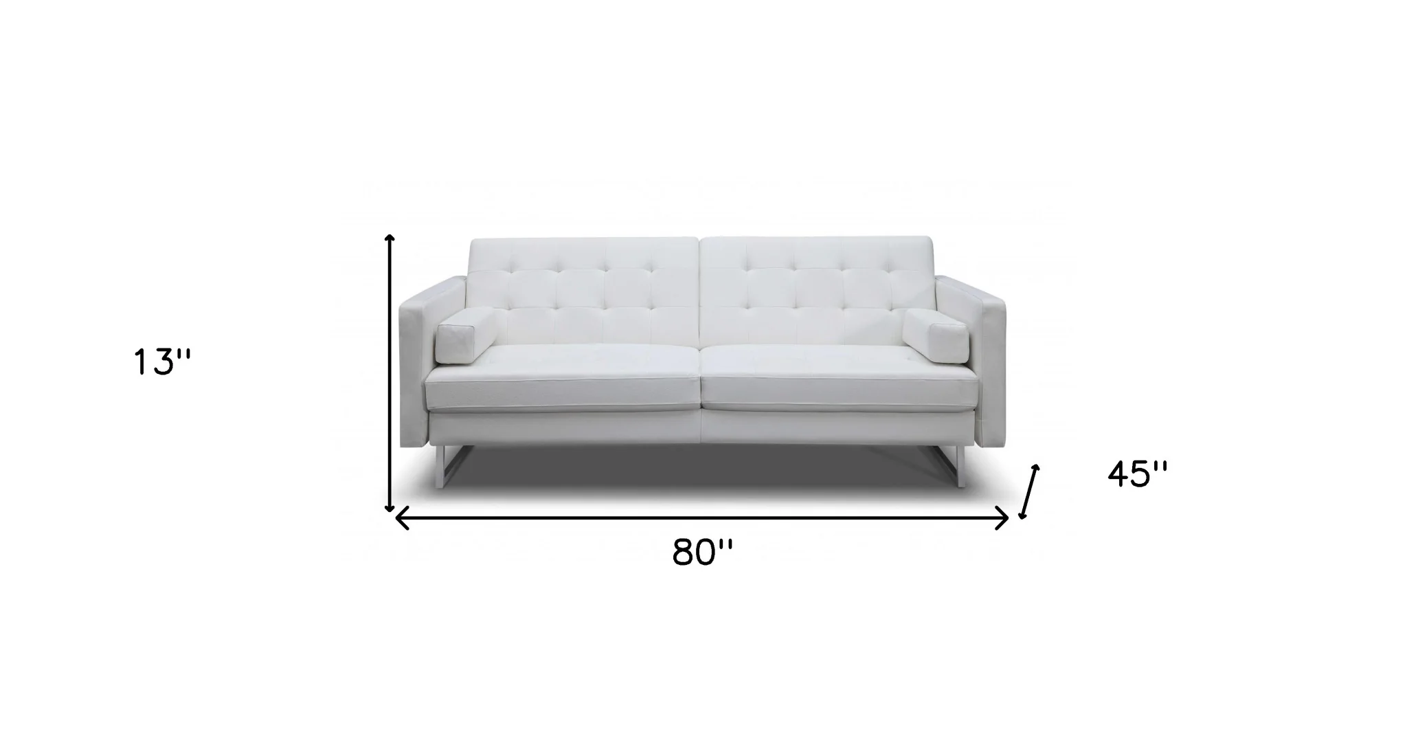 80" White Faux leather and Silver Sofa By Homeroots - Image 8