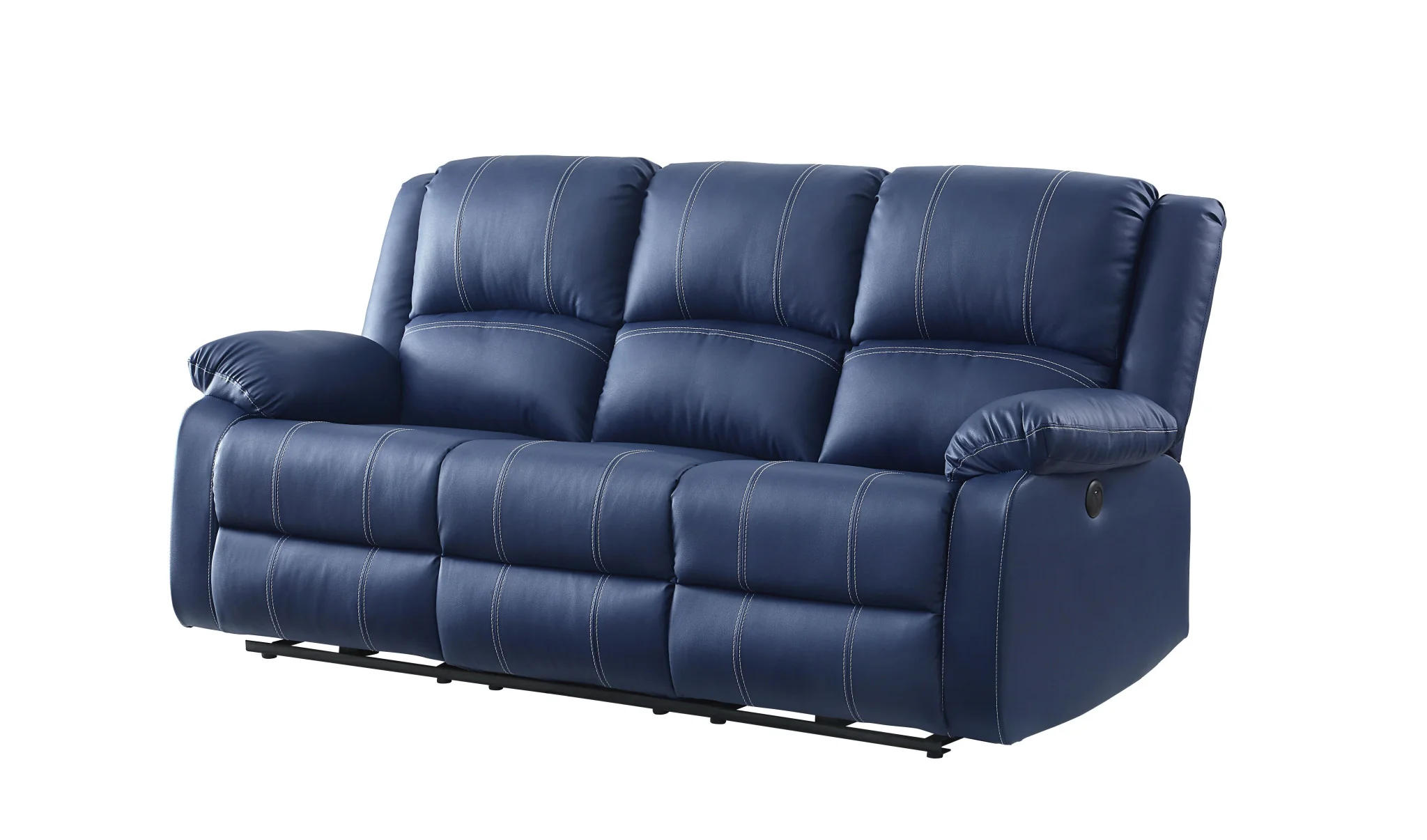 81" Blue Faux Leather And Black Usb Sofa By Homeroots - Image 2