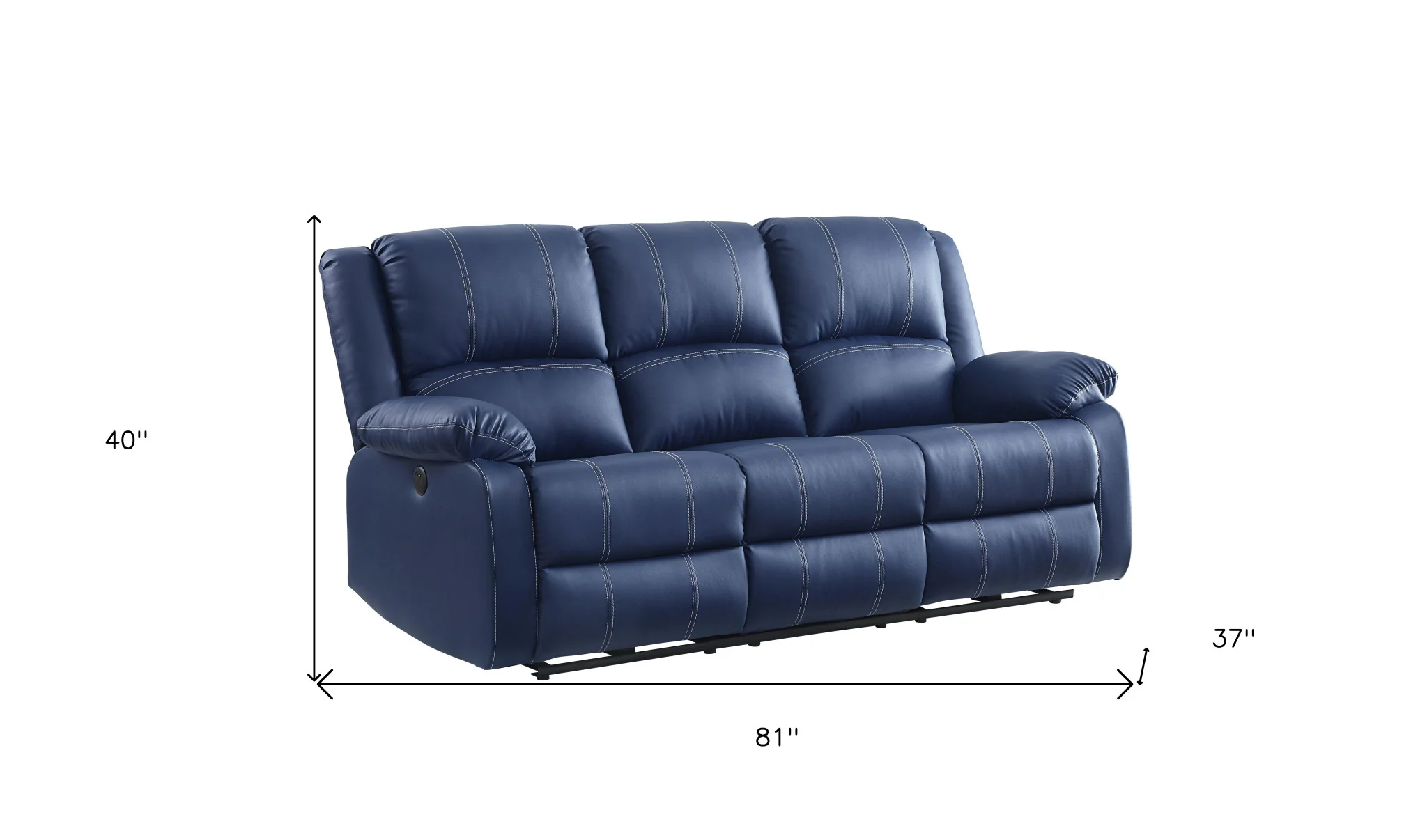 81" Blue Faux Leather And Black Usb Sofa By Homeroots - Image 6
