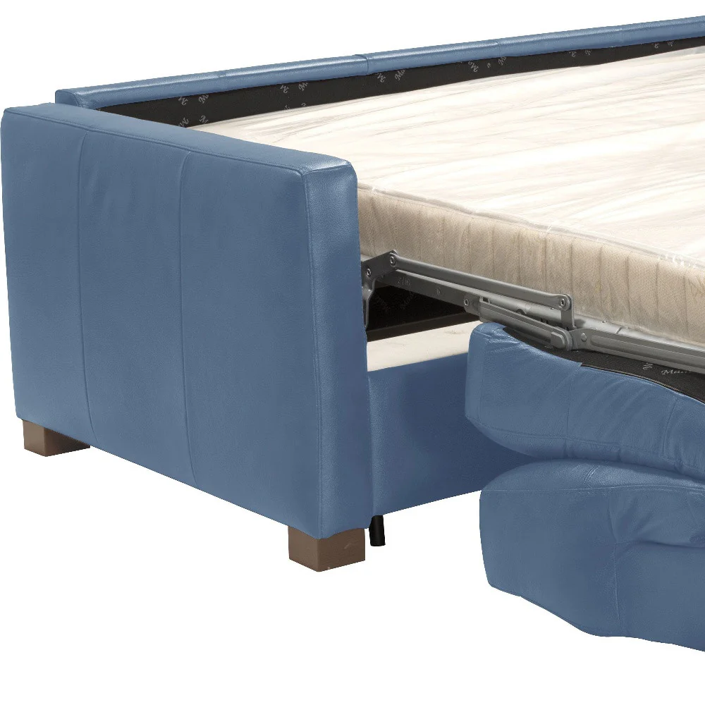 81" Blue Leather And Black Sleeper Sofa By Homeroots - Image 5