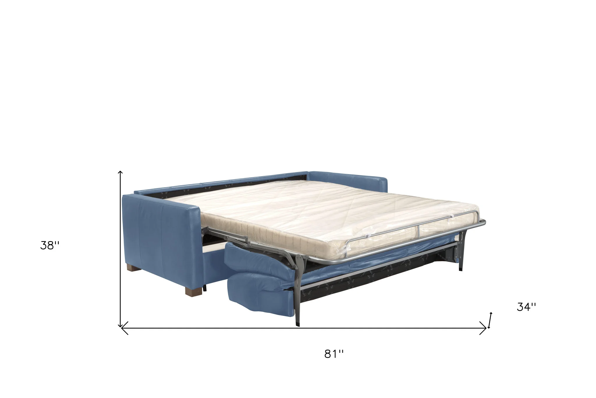 81" Blue Leather And Black Sleeper Sofa By Homeroots - Image 6