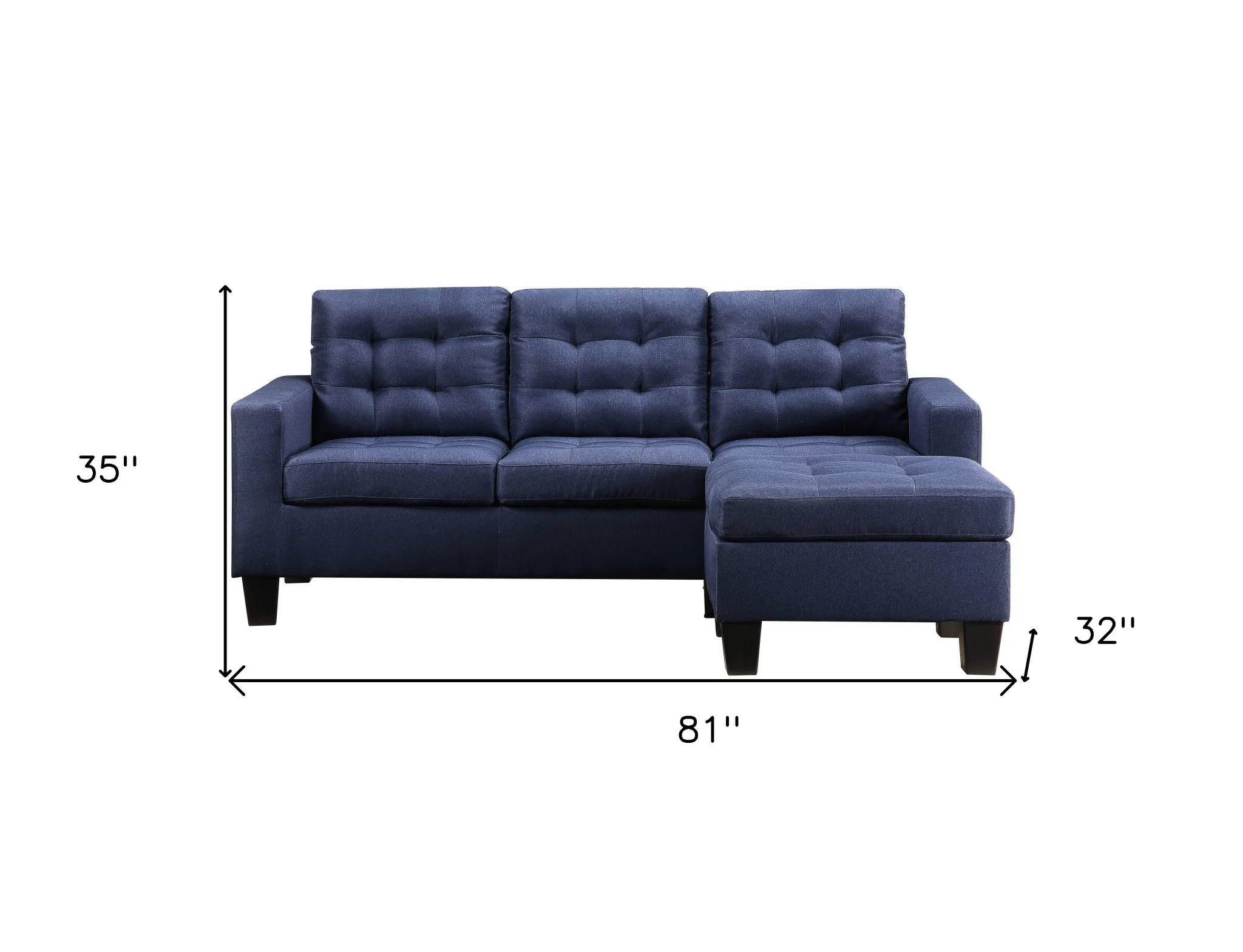 81" Blue Linen And Black Sofa By Homeroots - Image 5