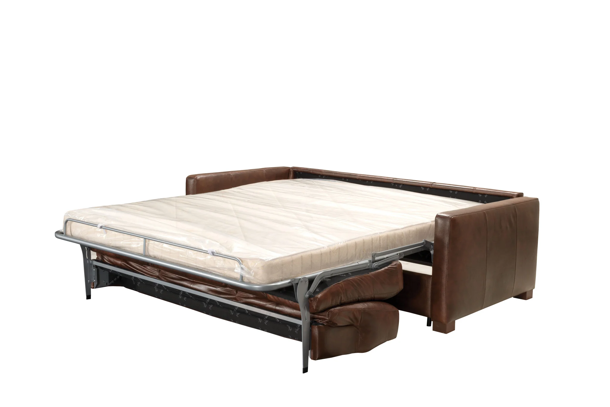 81" Brown Leather And Black Sleeper Sofa By Homeroots - Image 2