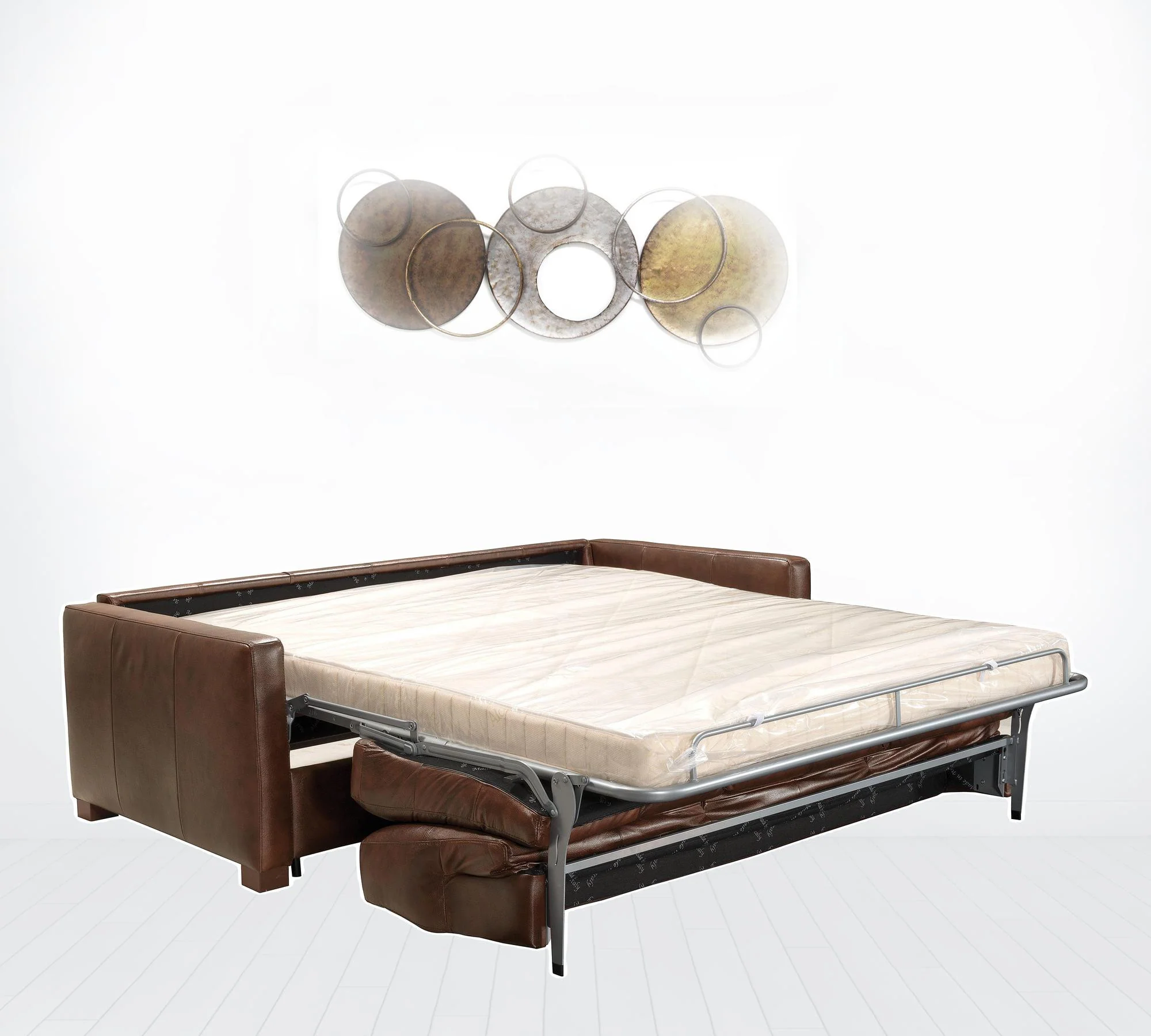 81" Brown Leather And Black Sleeper Sofa By Homeroots - Image 3