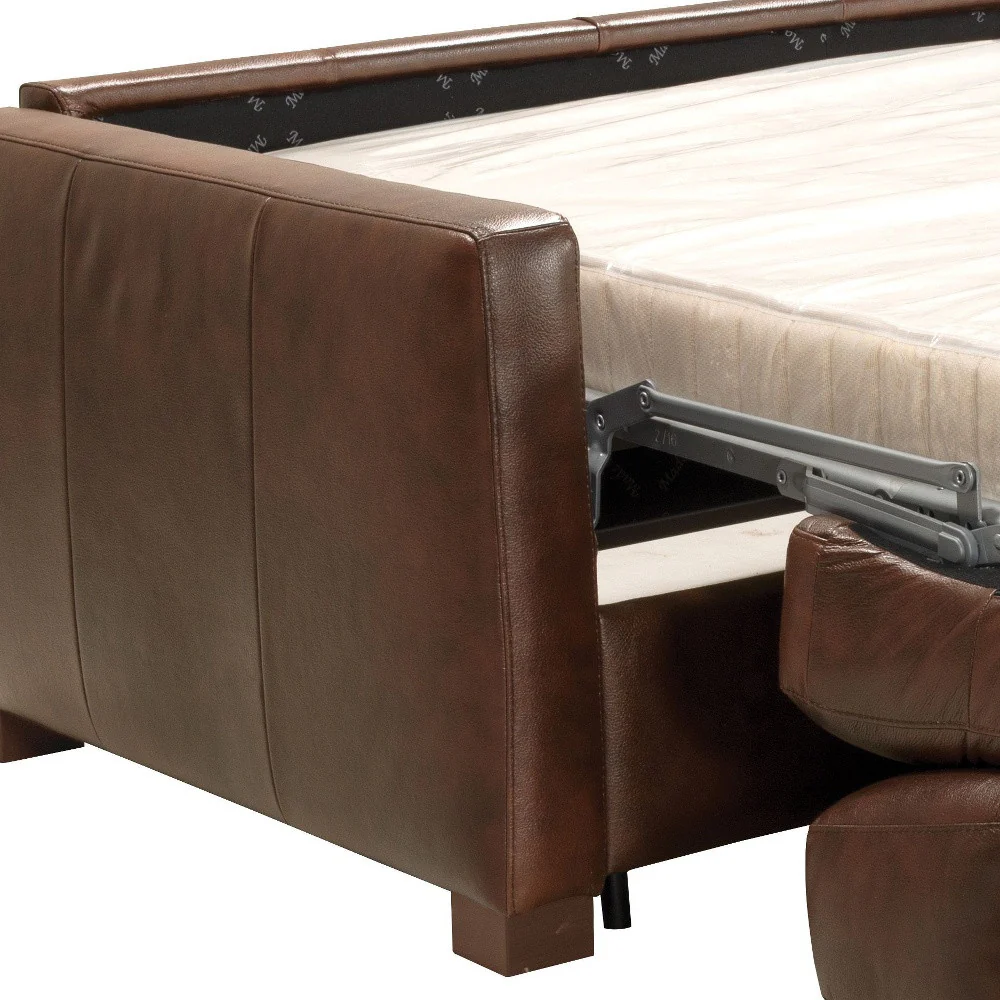 81" Brown Leather And Black Sleeper Sofa By Homeroots - Image 4