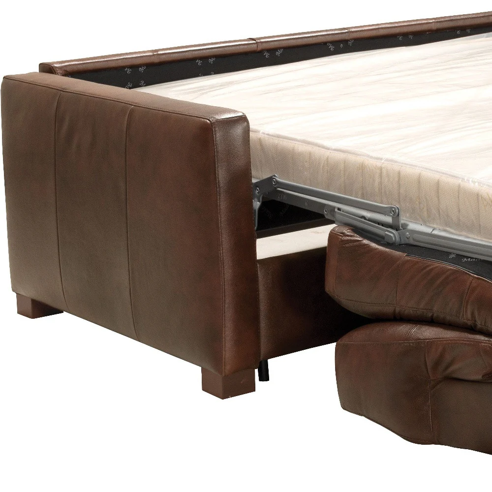 81" Brown Leather And Black Sleeper Sofa By Homeroots - Image 5