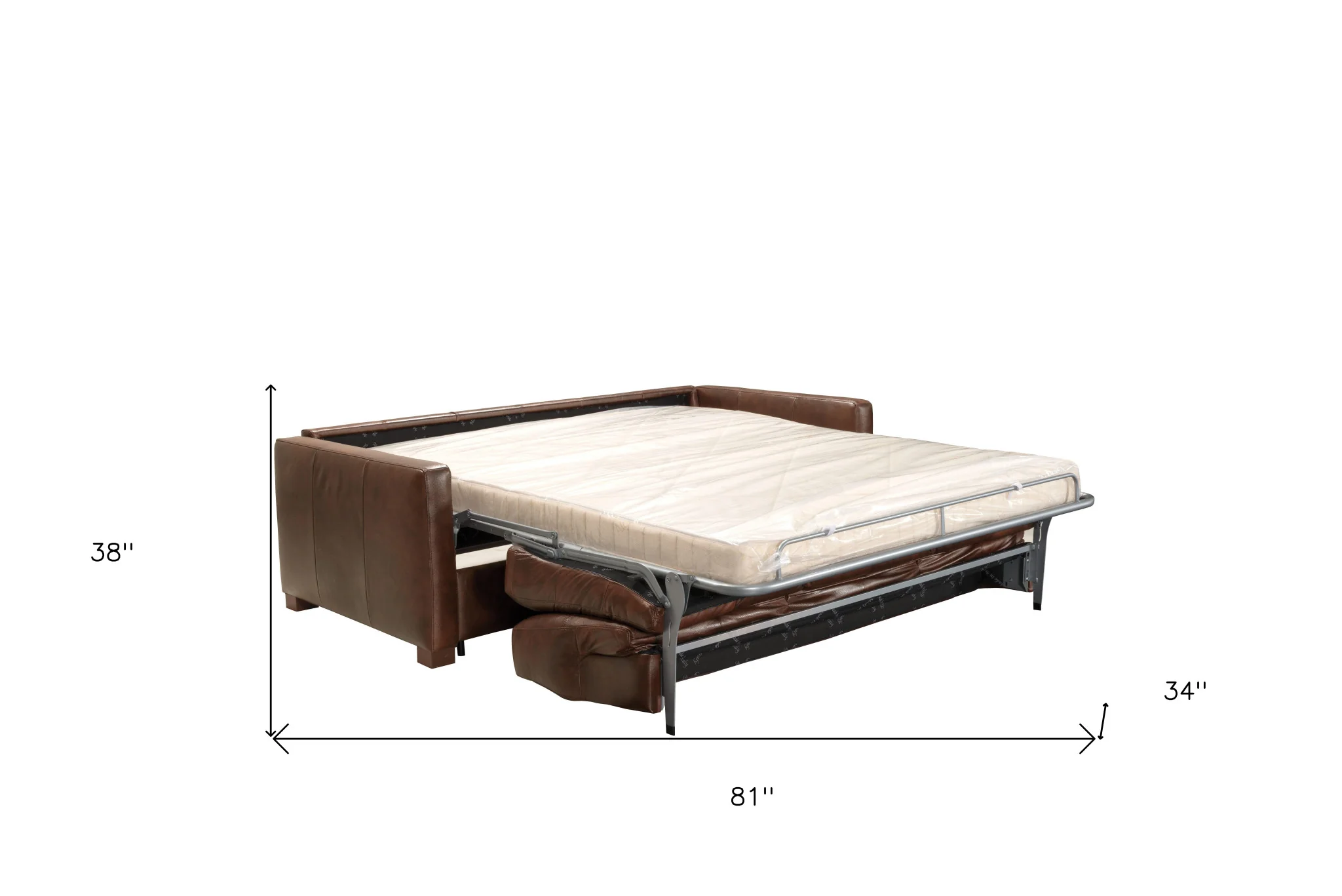 81" Brown Leather And Black Sleeper Sofa By Homeroots - Image 6