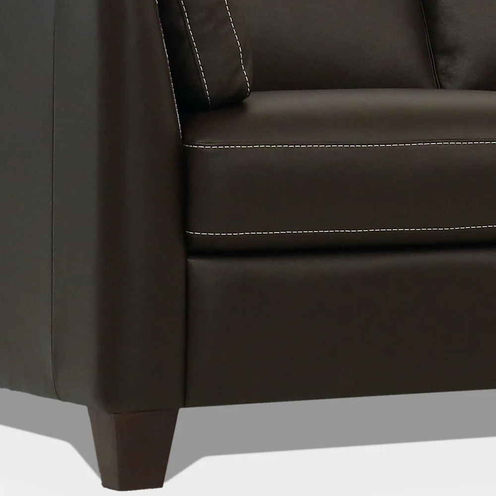 81" Chocolate Leather And Black Sofa By Homeroots - Image 3