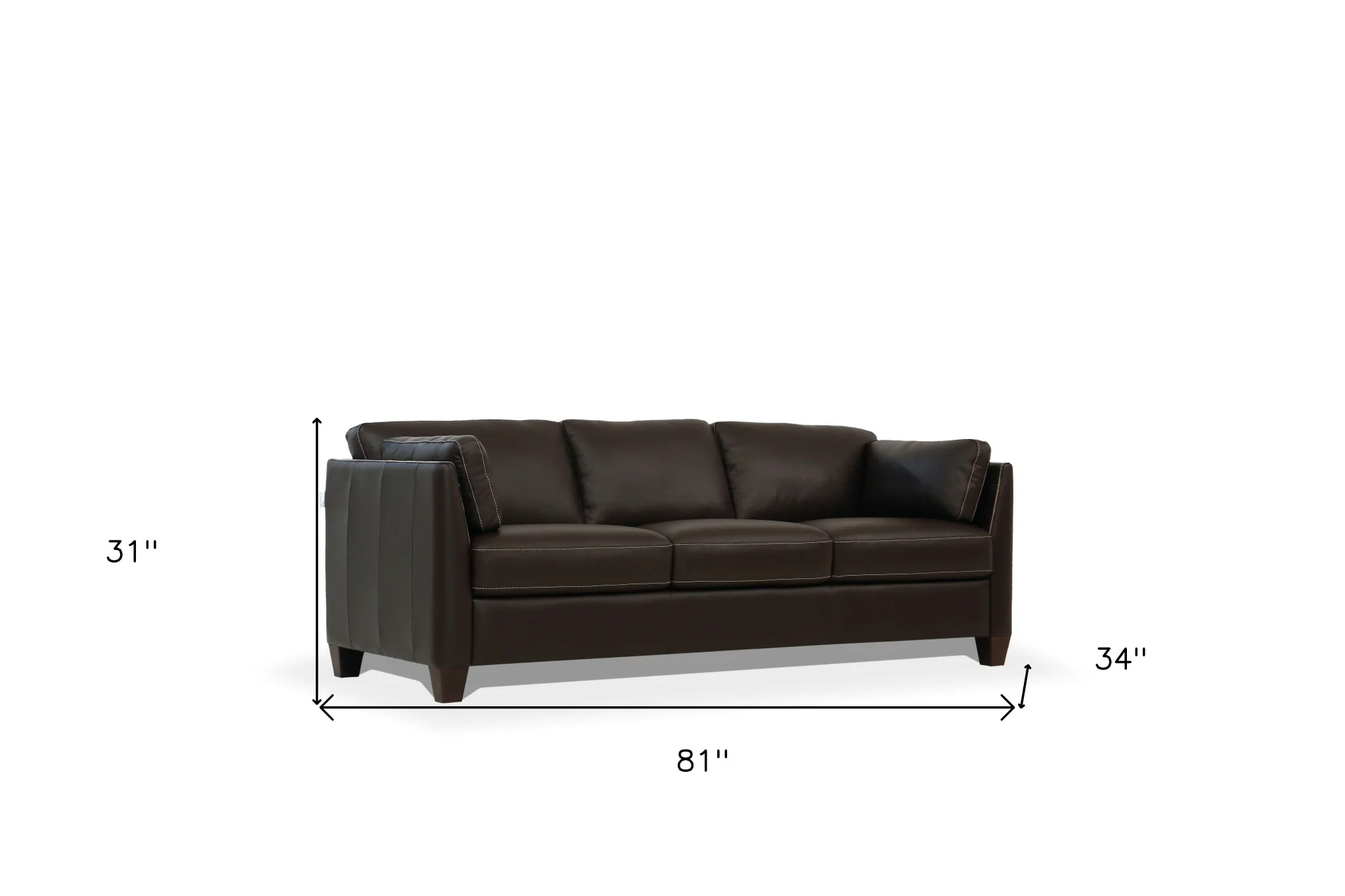 81" Chocolate Leather And Black Sofa By Homeroots - Image 5