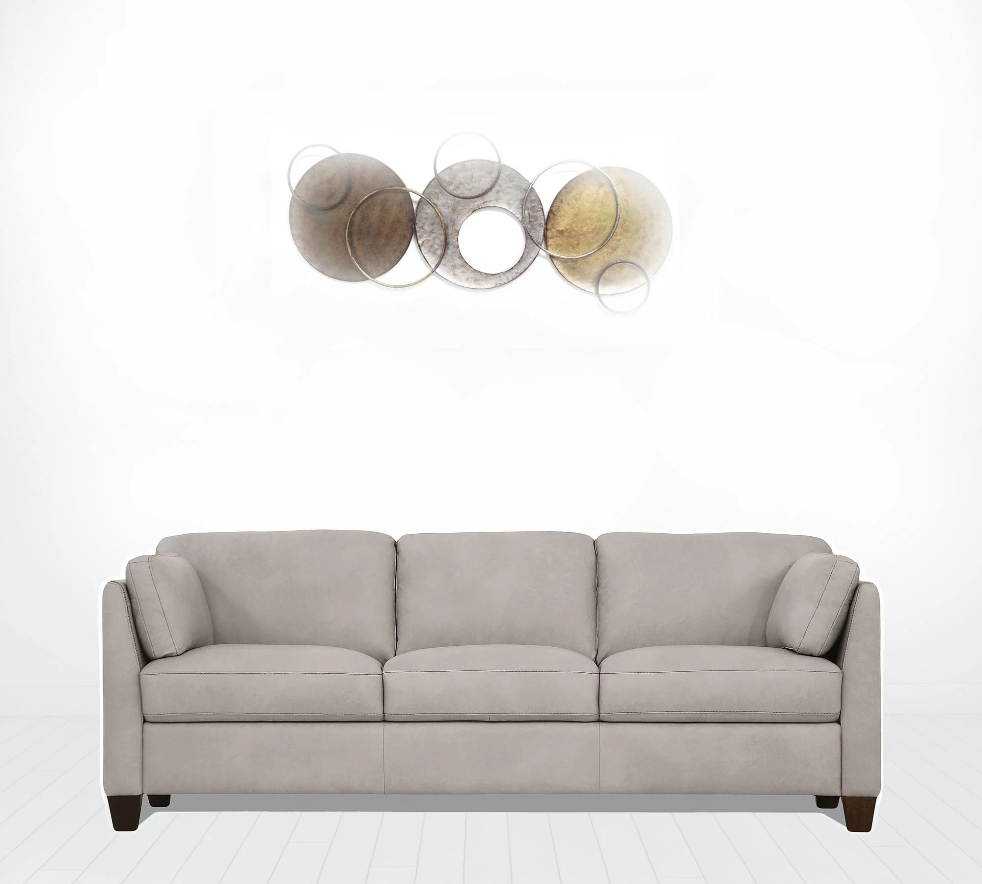 81" Dusty White Leather And Black Sofa By Homeroots - Image 3