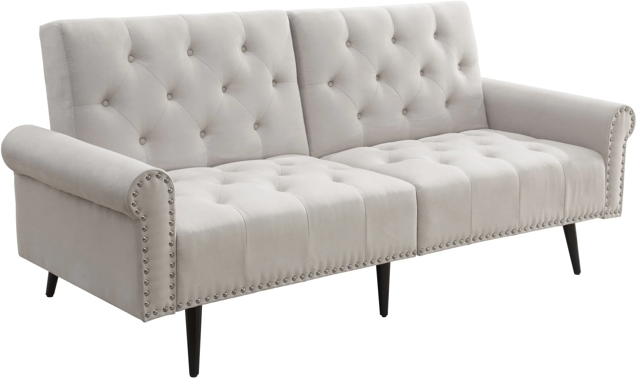 82" Beige Velvet And Black Sofa By Homeroots - Image 2