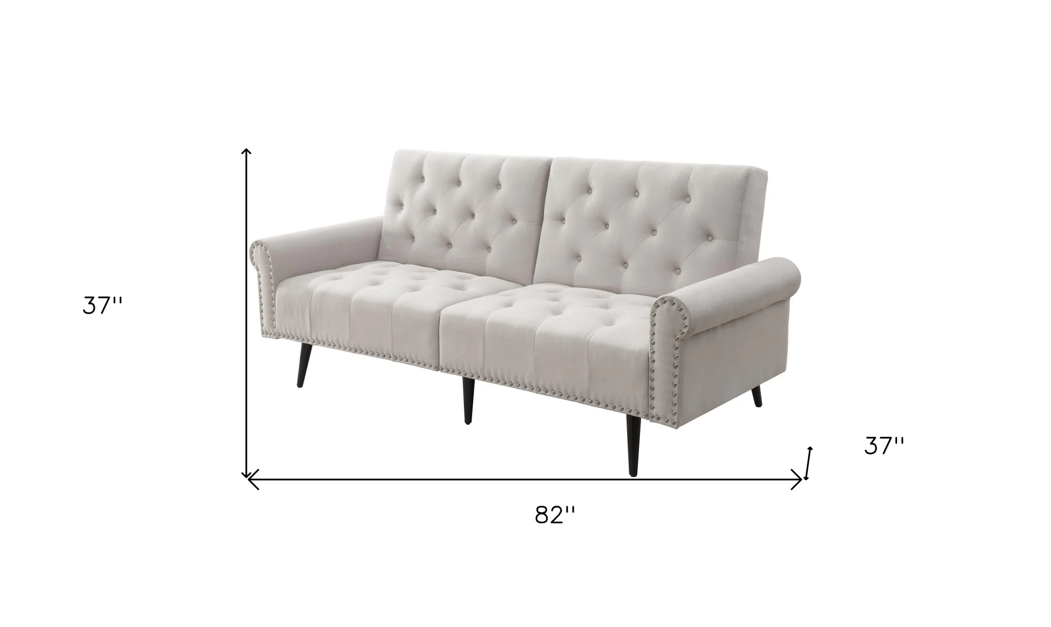 82" Beige Velvet And Black Sofa By Homeroots - Image 6