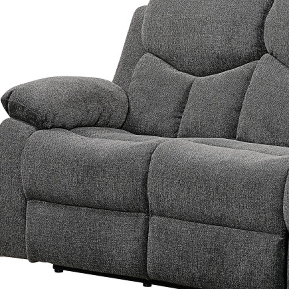 82" Gray Chenille And Black Sofa By Homeroots - Image 3