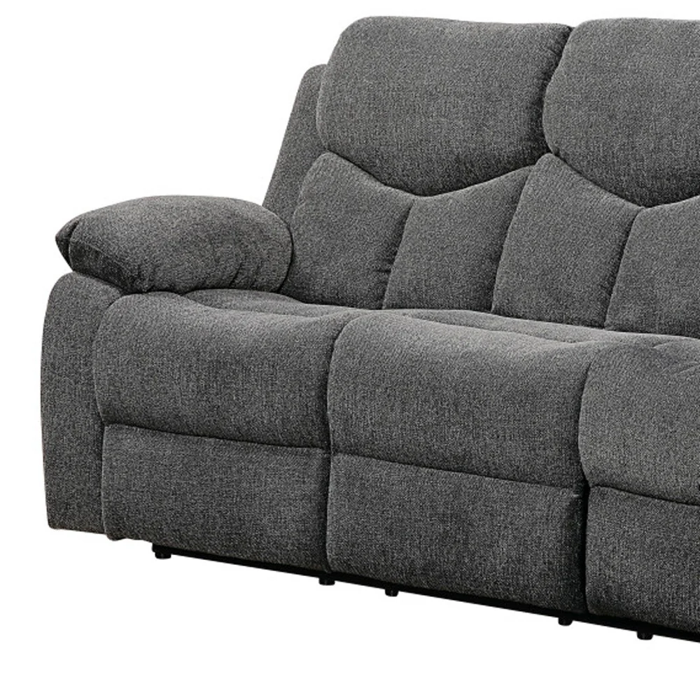 82" Gray Chenille And Black Sofa By Homeroots - Image 4