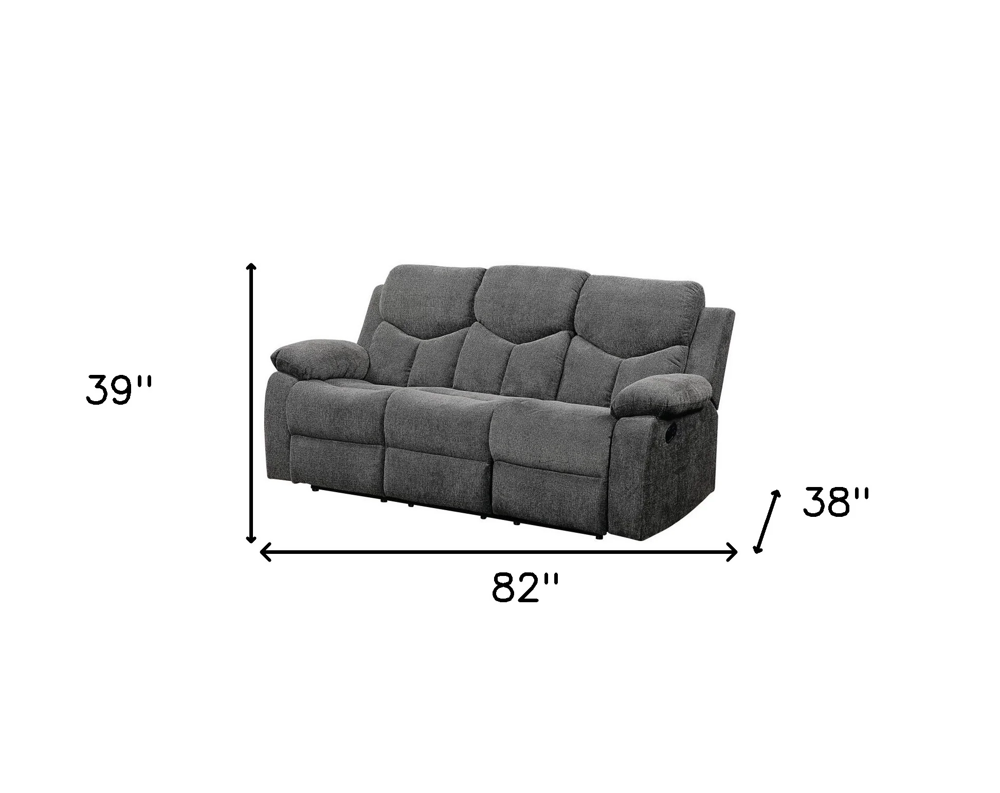 82" Gray Chenille And Black Sofa By Homeroots - Image 5
