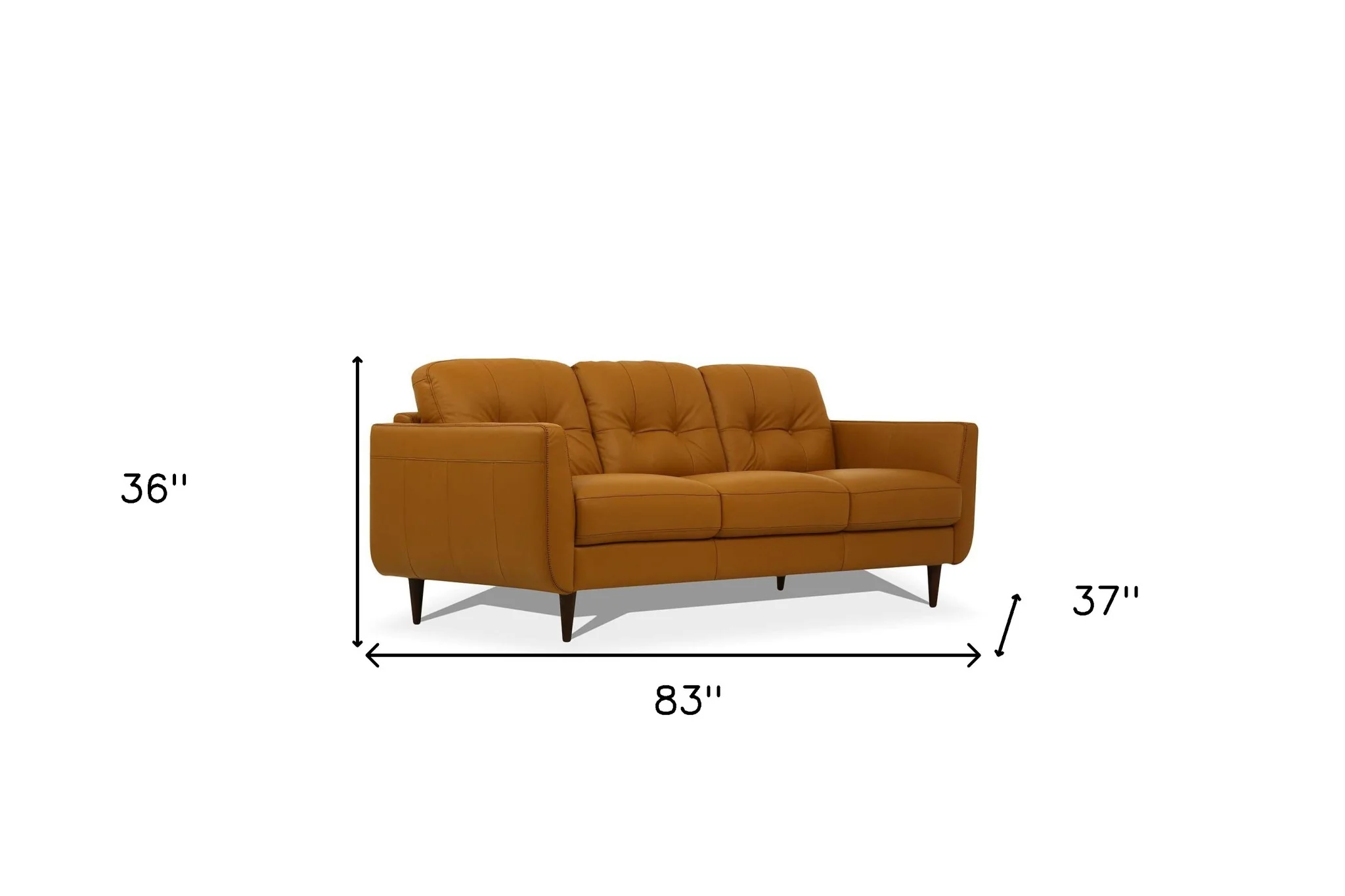 83" Camel Leather And Black Sofa By Homeroots - Image 6