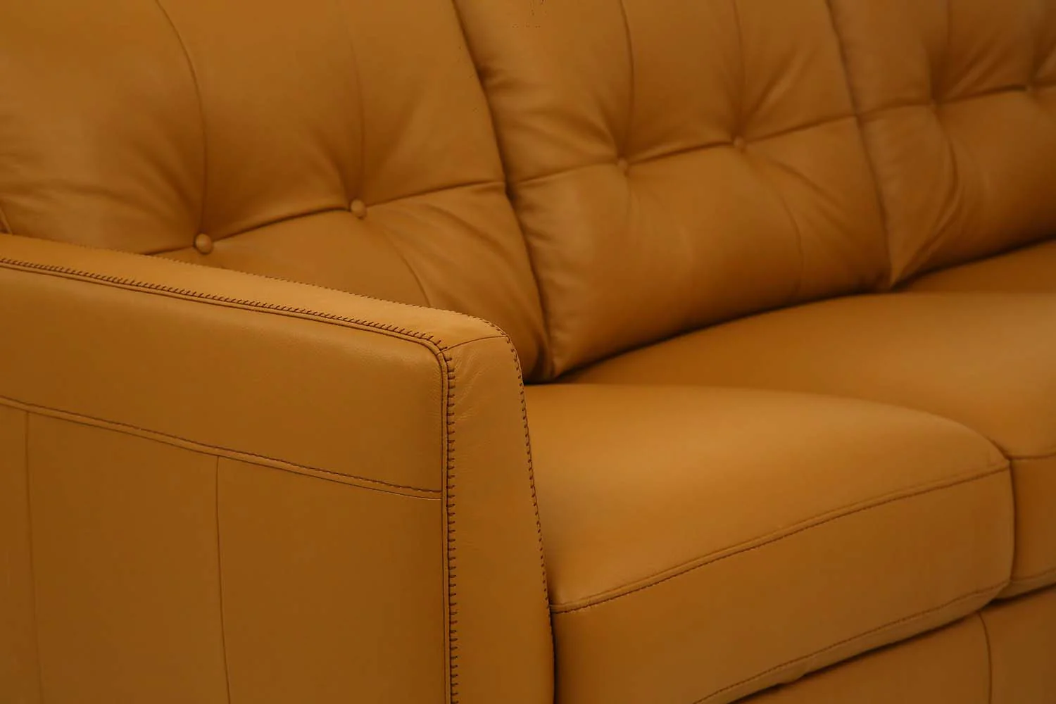 83" Camel Leather And Black Sofa By Homeroots - Image 7