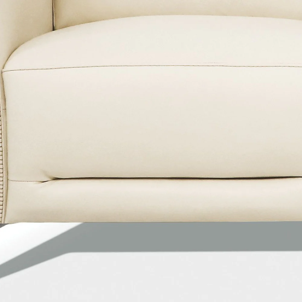 83" Cream Leather And Black Sofa By Homeroots - Image 3