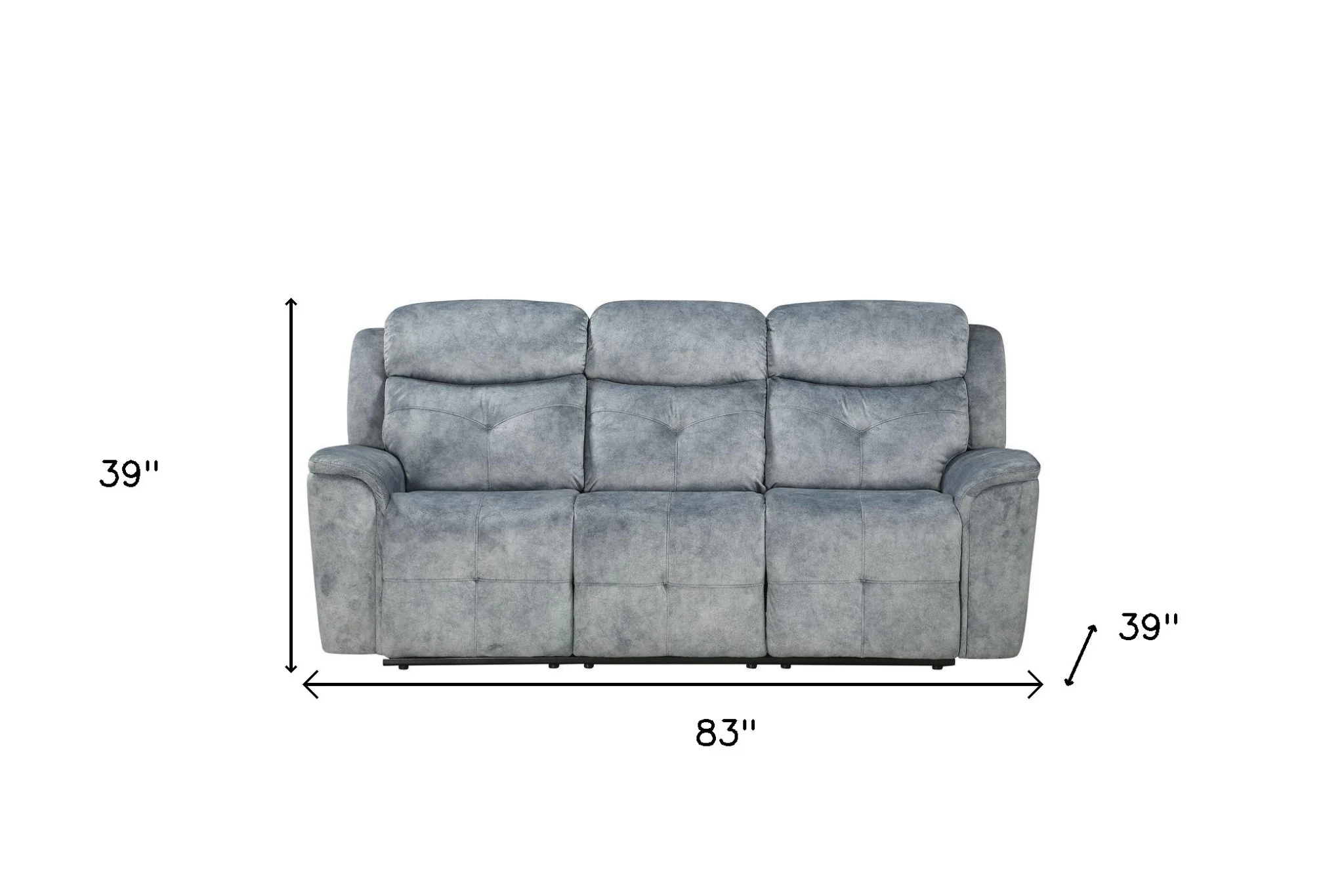 83" Gray Velvet And Black Sofa By Homeroots - Image 4