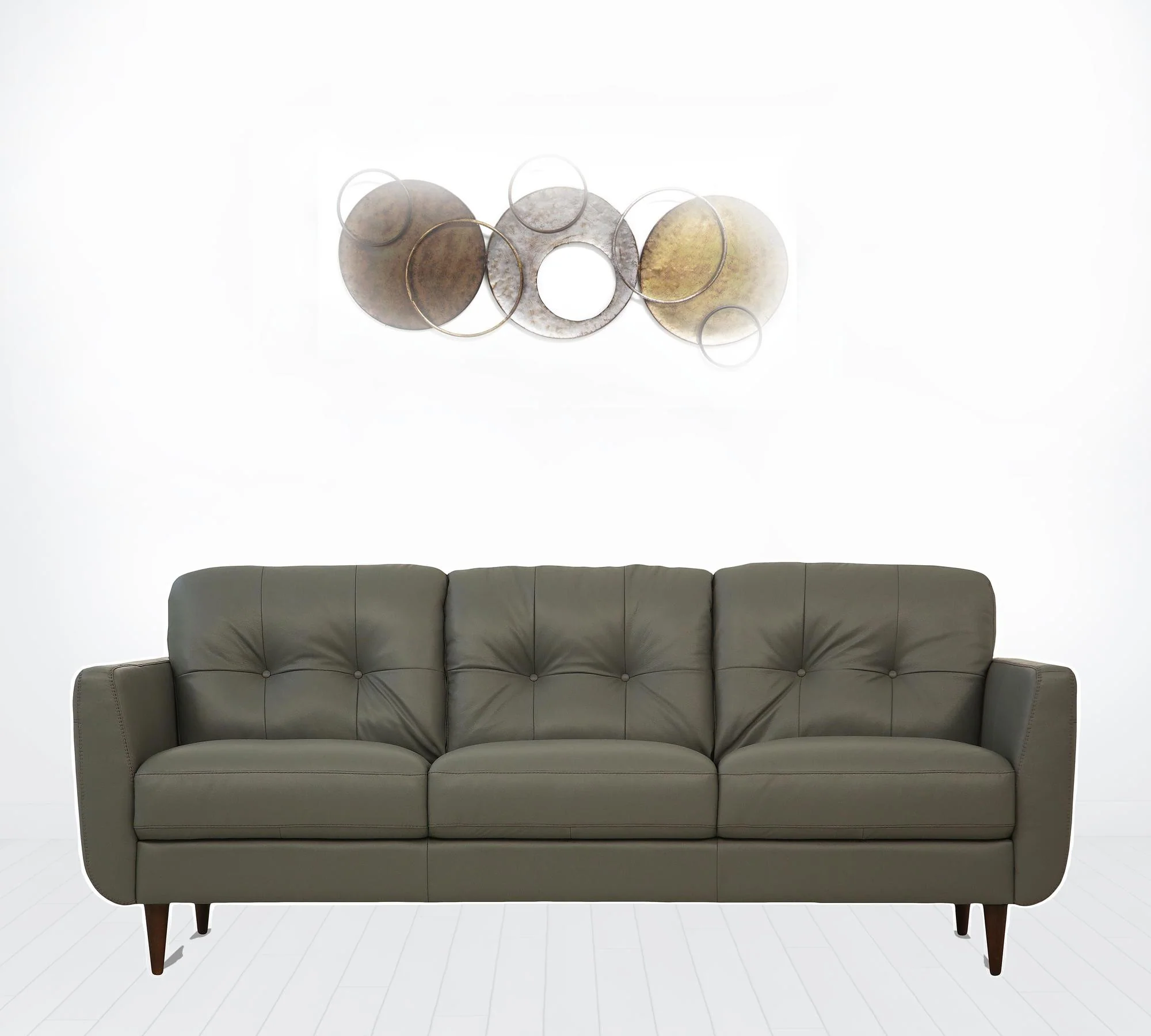 83" Green Leather And Black Sofa By Homeroots - Image 3