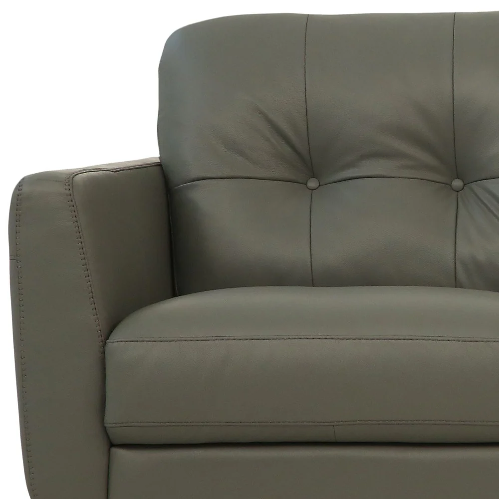 83" Green Leather And Black Sofa By Homeroots - Image 4