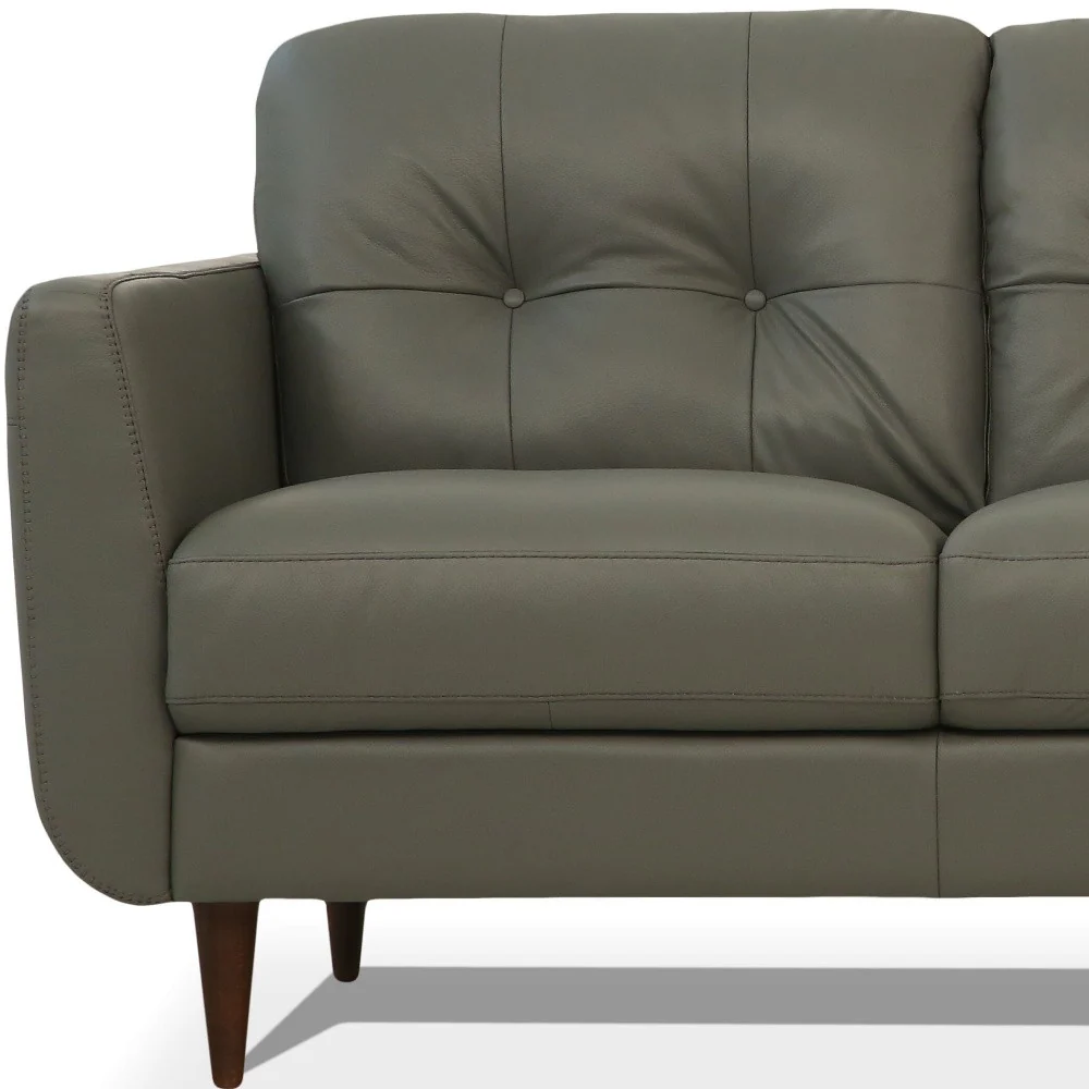 83" Green Leather And Black Sofa By Homeroots - Image 5